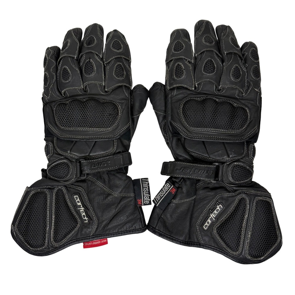 Cortech Scarab Winter Leather Motorcycle Gloves Black Large 10 Thinsulate Hipora